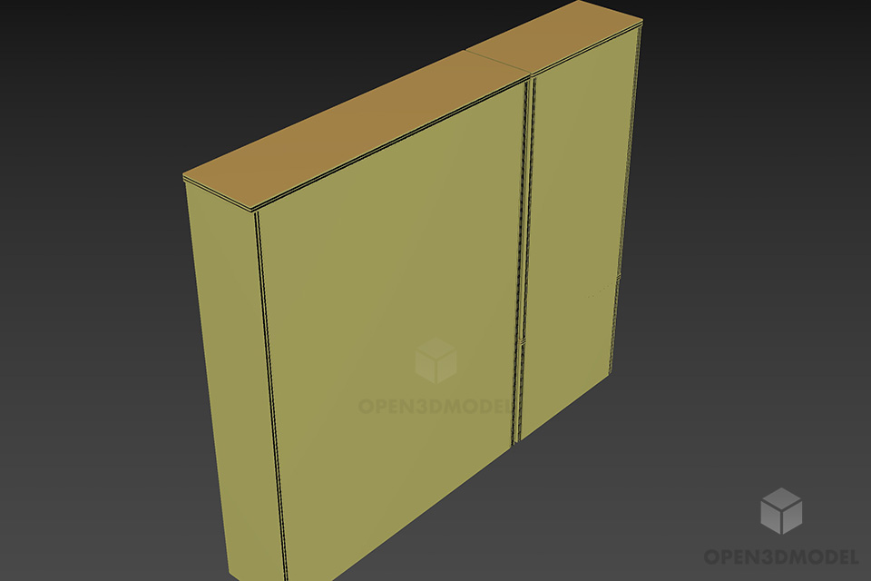 Bookcase Walnut With Glass Door 3d model