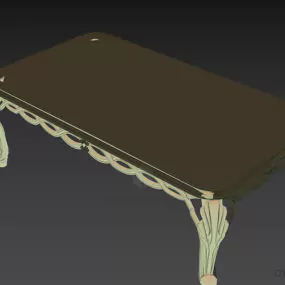 Antique Table Black With Silver Carved Legs 3d model