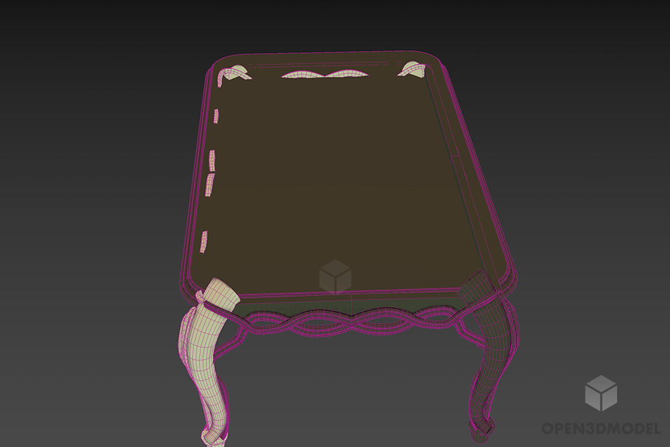 Antique Table Black With Silver Carved Legs 3d model 3