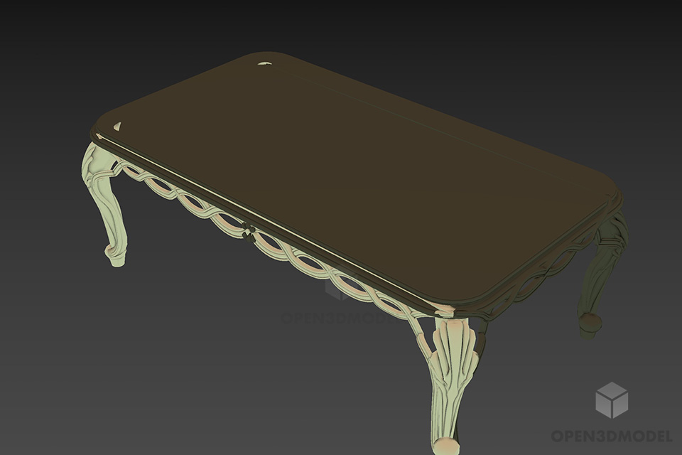 Antique Table Black With Silver Carved Legs 3d model