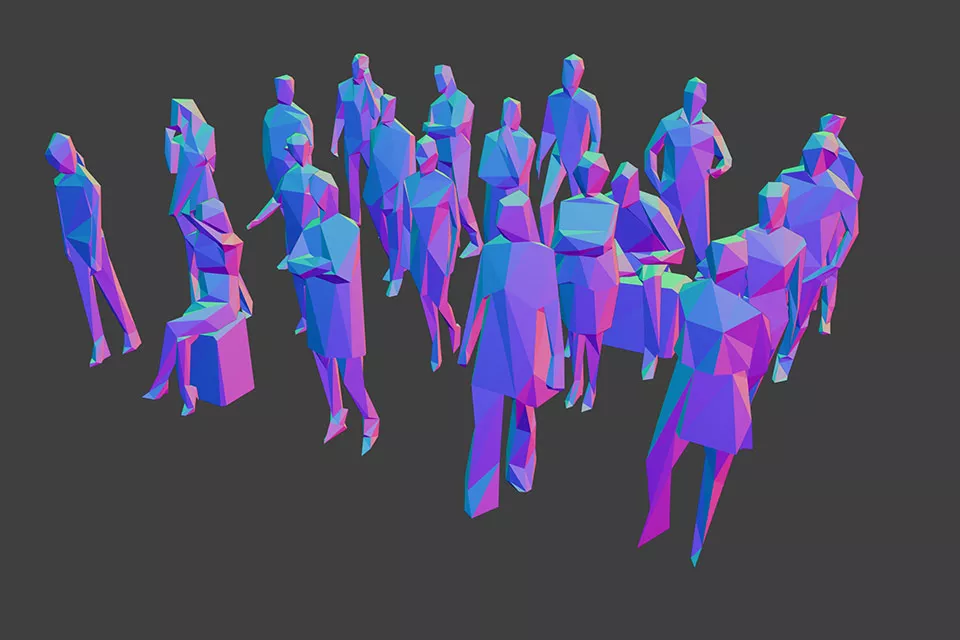 Low Poly Crowd People Free 3d Model - .Blend, .Fbx, .Max, .Obj ...