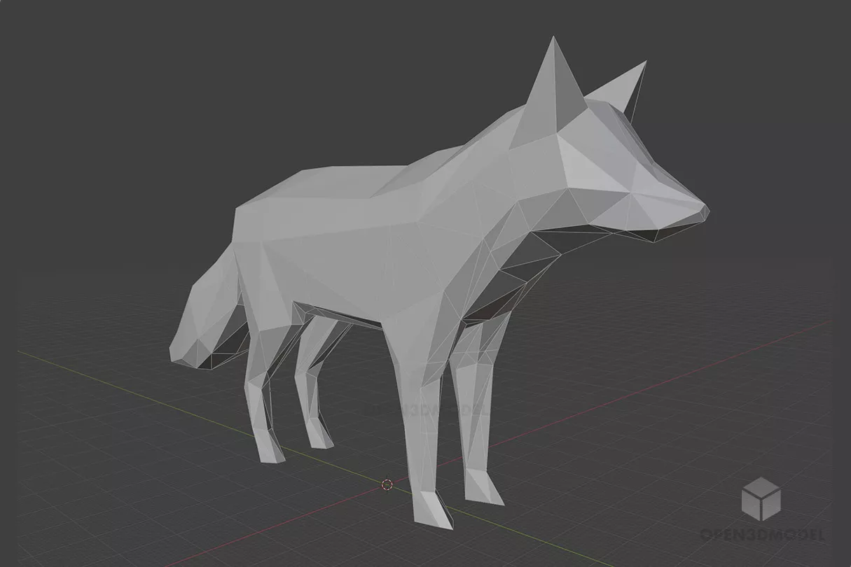 Low Poly Fox, Origami Animal 3d model 2