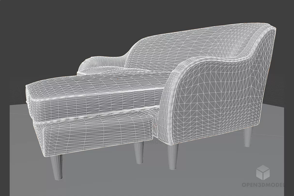 Corner Sofa , Plush Turmeric Velvet 3d model 2