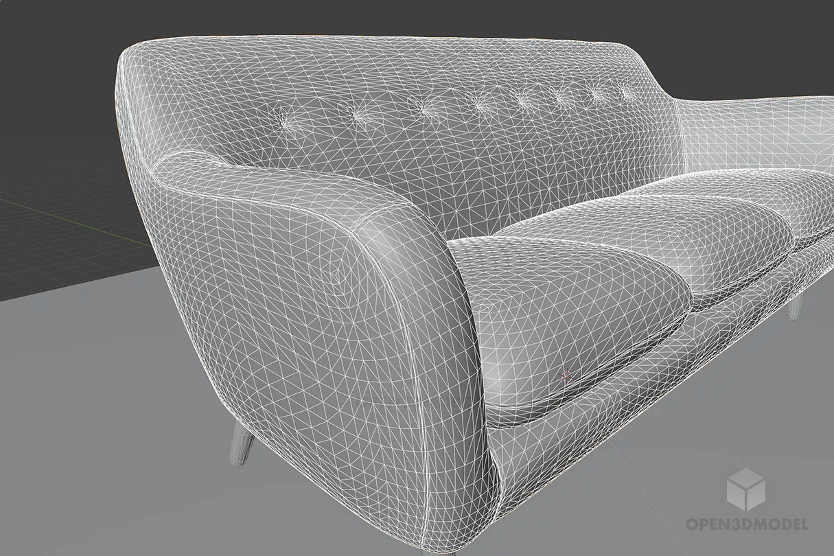 Brown Upholstered Seater Sofa 3d model 2