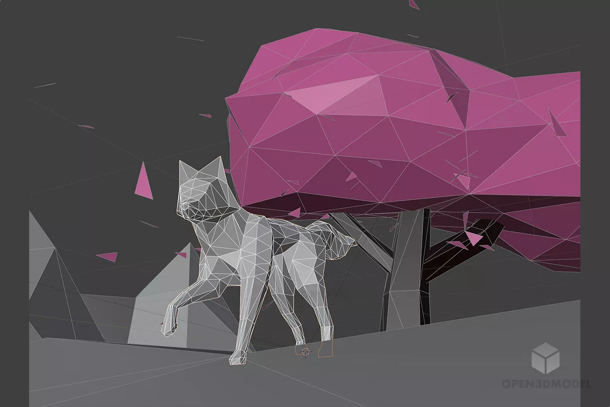 Low Poly Red Fox In Jungle 3d model 2