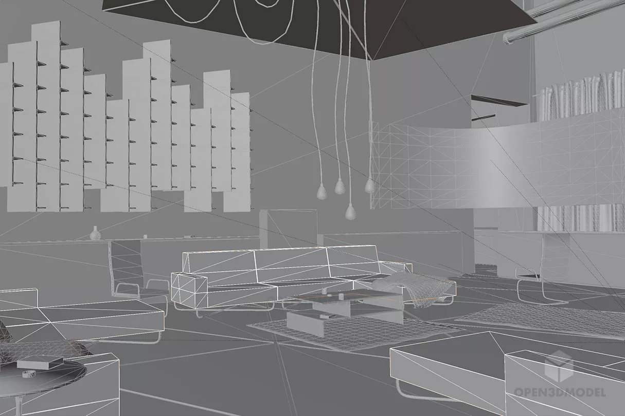 Apartment Interior Scene, Modern Furniture 3d model 2