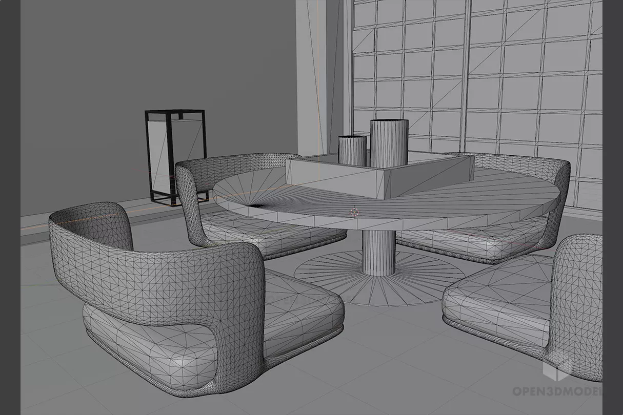 Living Room Japanese Modern Style 3d model 2