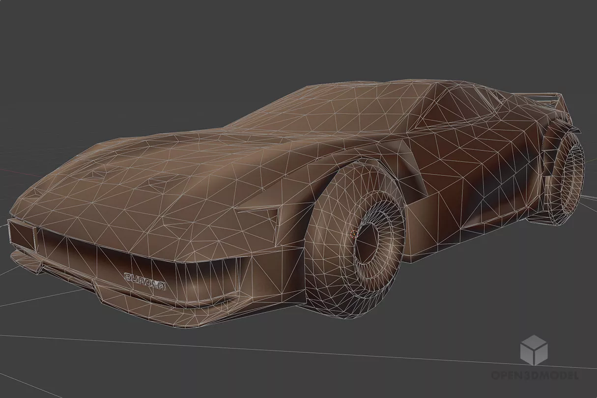 Low Poly Cyberpunk Quadra Car 3d model 2