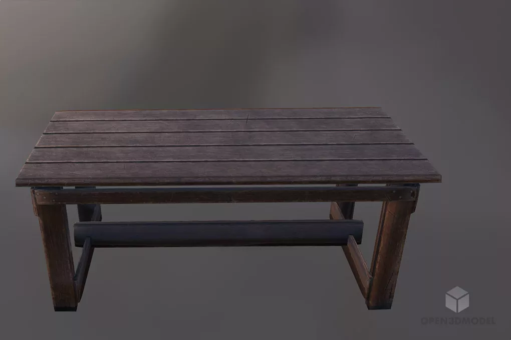 Old Wooden Table, Pallet Table 3d model 2