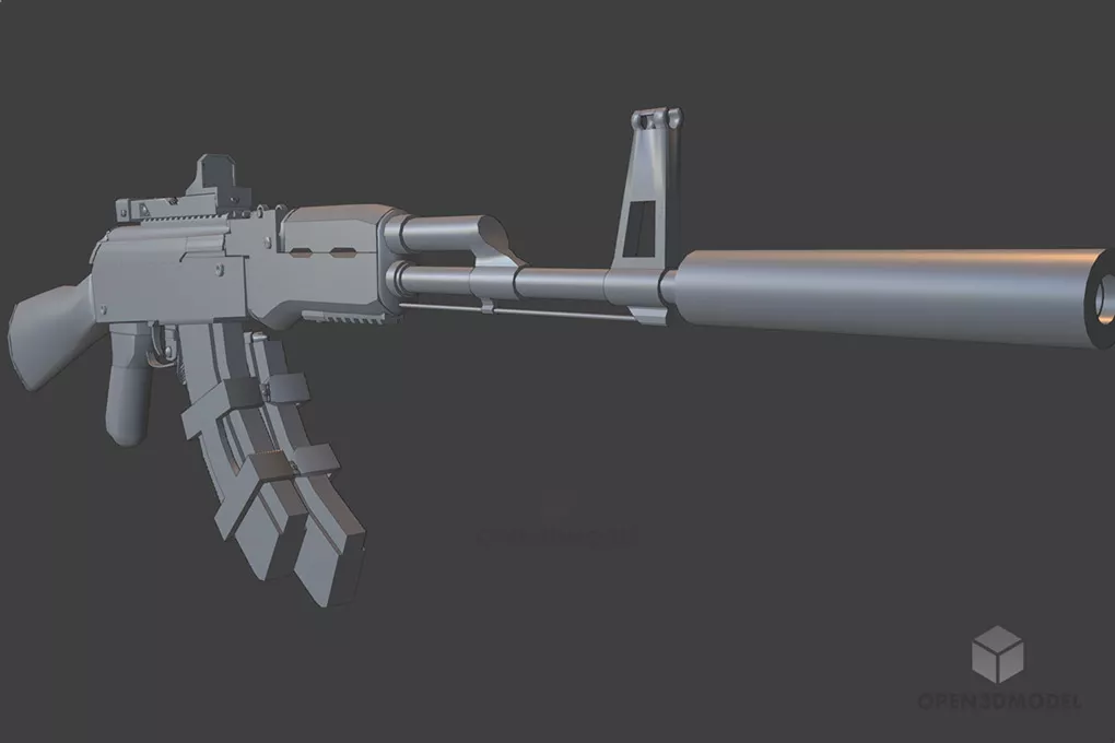 Ak47 Gun Assault Rifle 3d model 2
