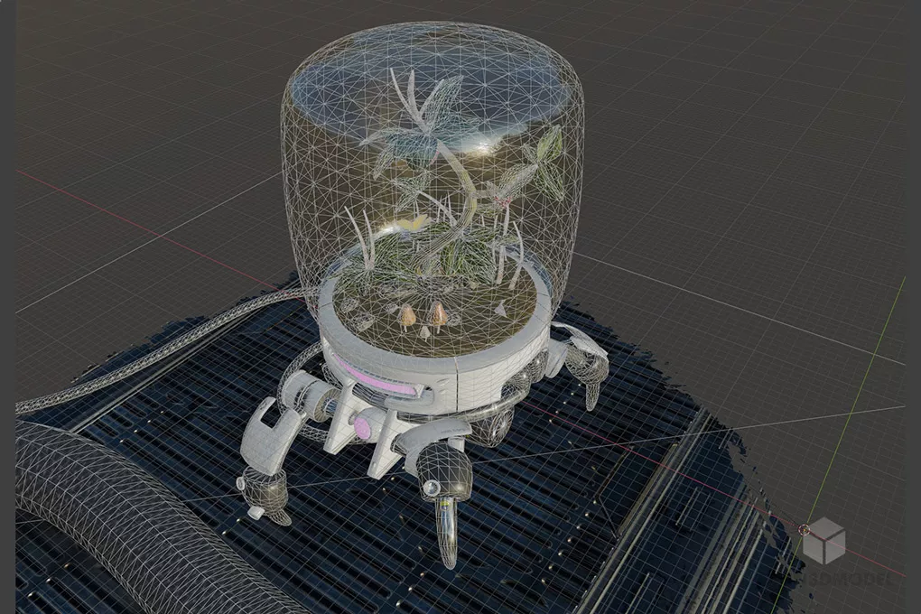 Scifi Bot With Aquarium Center 3d model 2