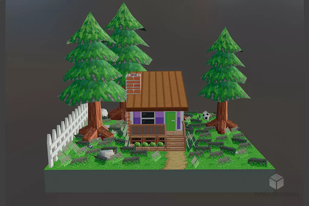 Forest House Low Poly Free 3d Model - .Blend, .C4d, .Dae, .Max, .Obj ...