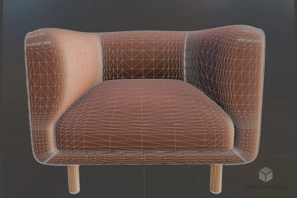 Becca Armchair, Pink Chair 3d model 2
