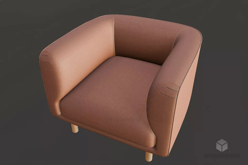Coffee Armchair With Dotted Pattern Seat 3d model