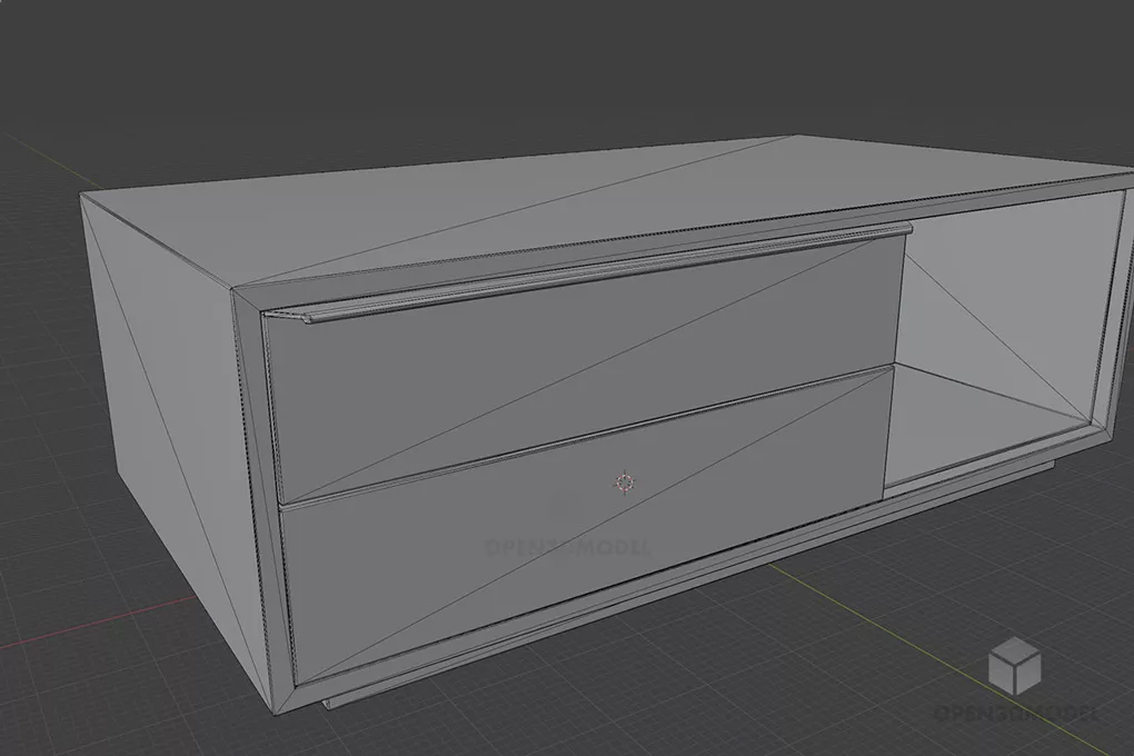 Rectangular Wood Coffee Table 3d model 2