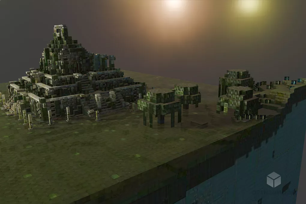 Mayan Temple Minecraft 3d model 2