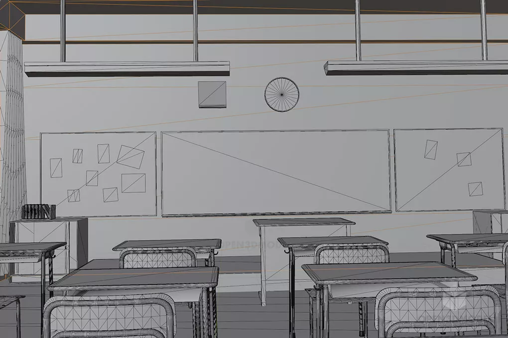 Classroom House Building 3d model 2