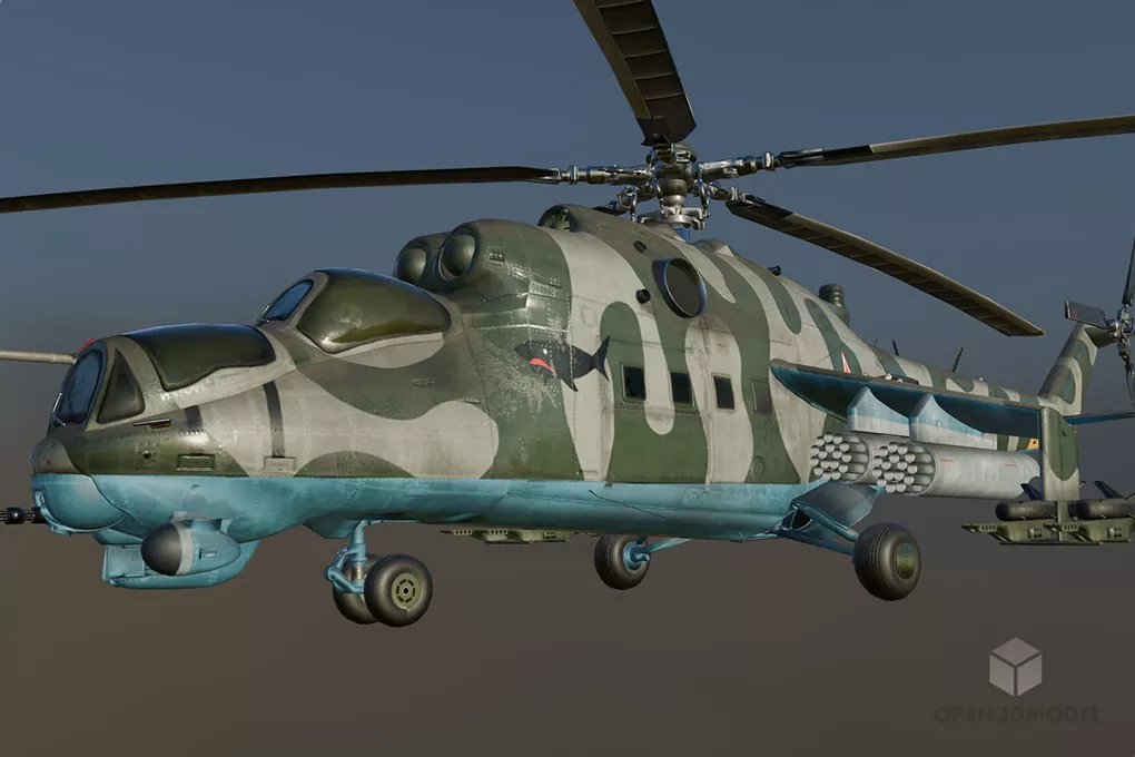 Russian Attack Helicopter Free 3d Model - .Blend, .C4d, .Dae, .Fbx ...