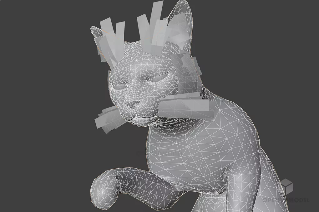Cat Animal, Black Fur Cat 3d model 2