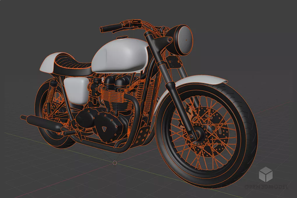 Cafe Racer Sports Motorbike Triumph 3d model 2