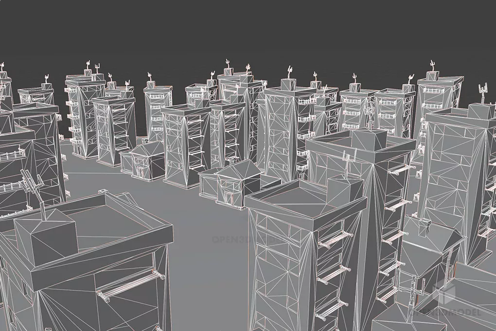 Low Poly Cityscape City Building 3d model 2
