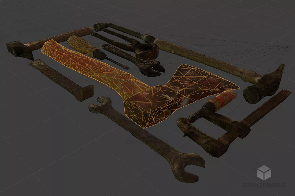 Lowpoly Household Tools 3d model 2