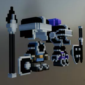 Obsidian Pixel Game Character 3d model