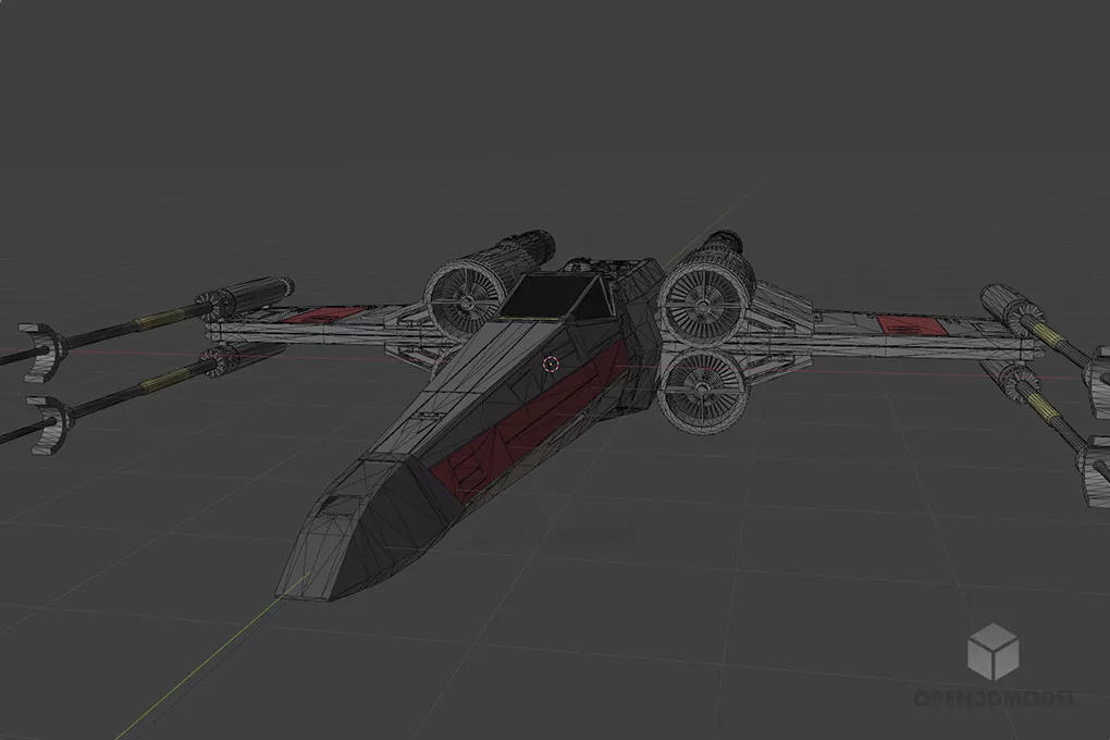 Star Wars Xwing Futuristic Spaceship 3d model 2
