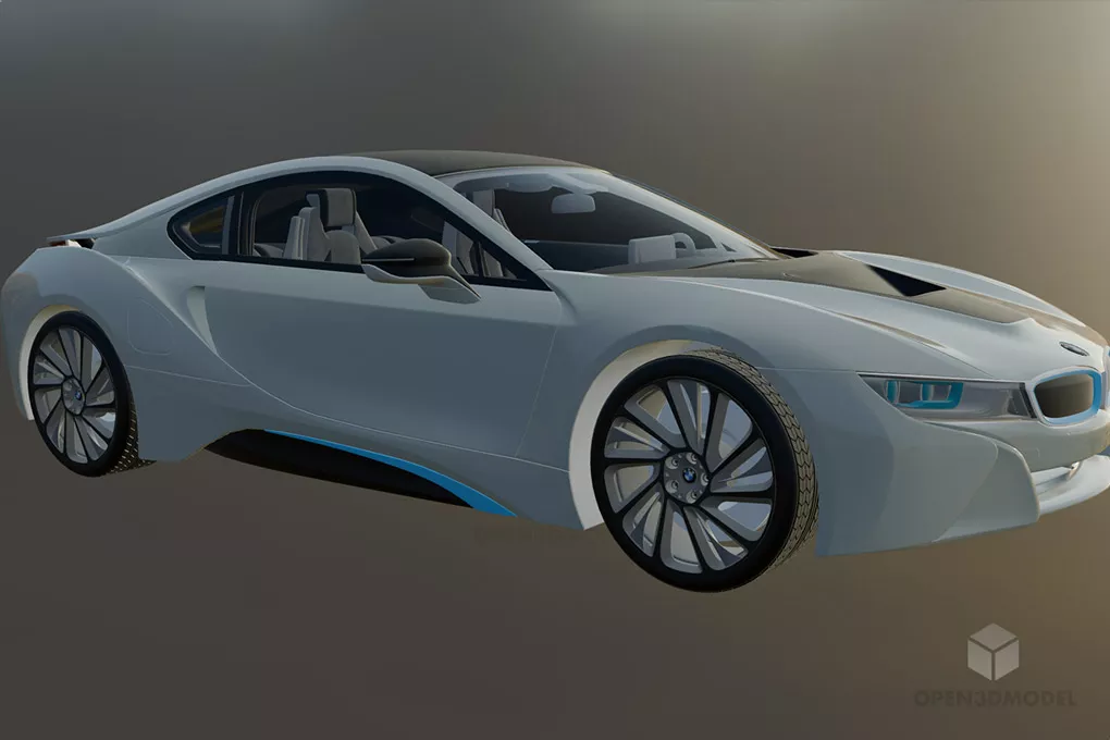 White Bmw I8 Sports Car Free 3d Model - .C4d, .Dae, .Fbx, .Obj ...