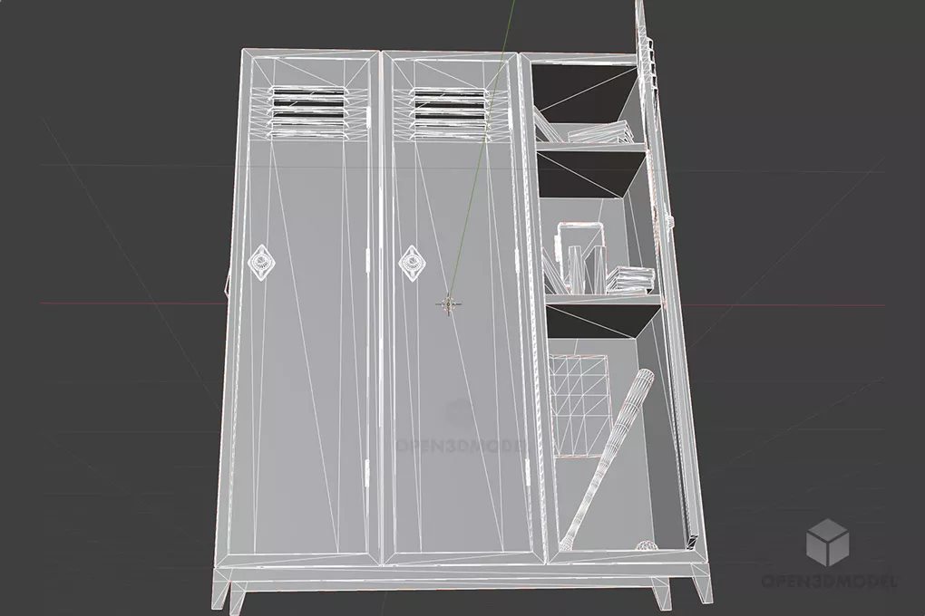 Rustic Locker With School Accessories Inside 3d model 2