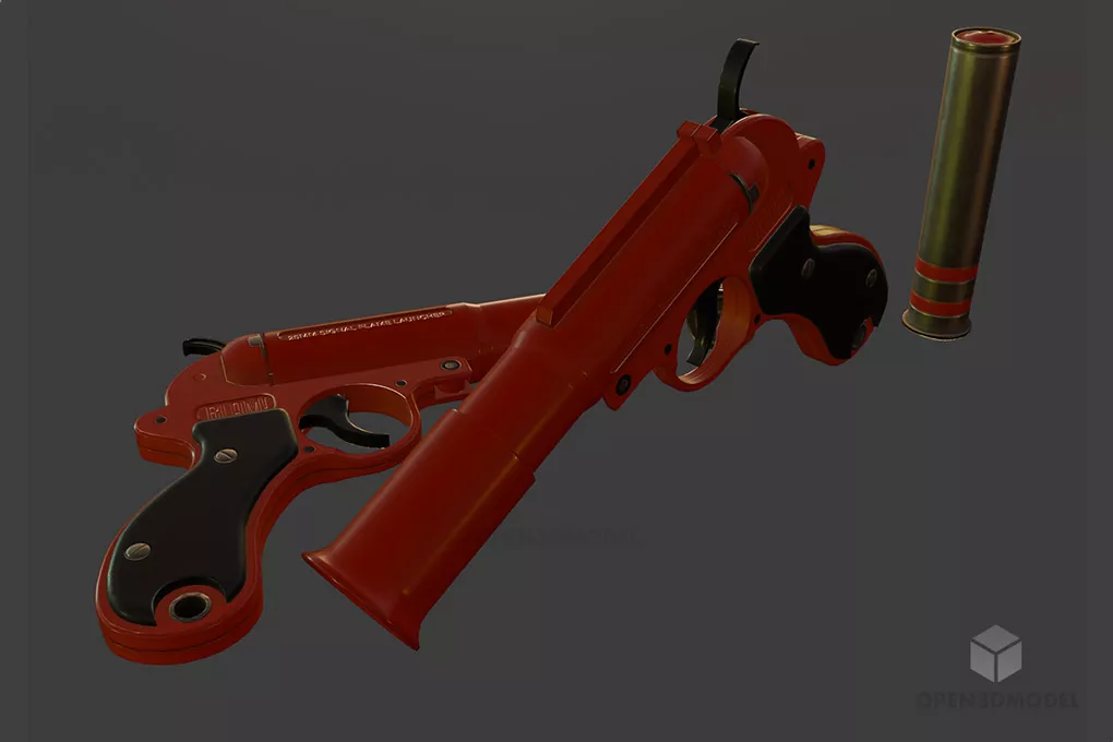 Flare Shot Gun Free 3d Model - .Blend, .C4d, .Dae, .Fbx, .Obj - Open3dModel