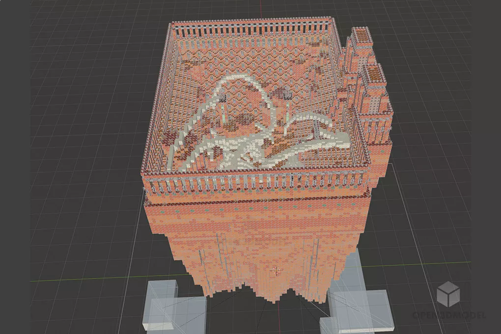 Pixel Temple Gaming Building 3d model 2