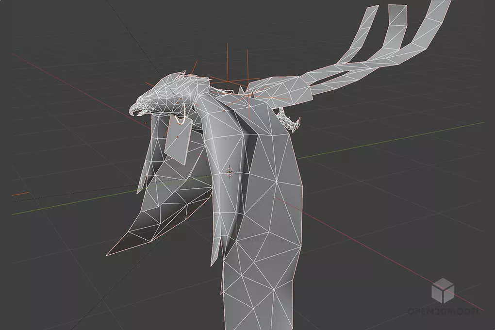 Red Phoenix Low Poly 3d model 2