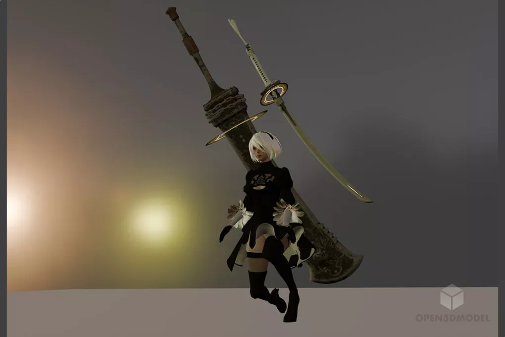 Viking Sword With Golden Carved Handle 3d model