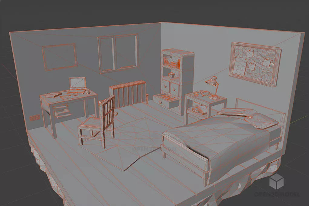 Low Poly Room With Furniture Free 3d Model - .Blend, .C4d, .Dae, .Fbx ...