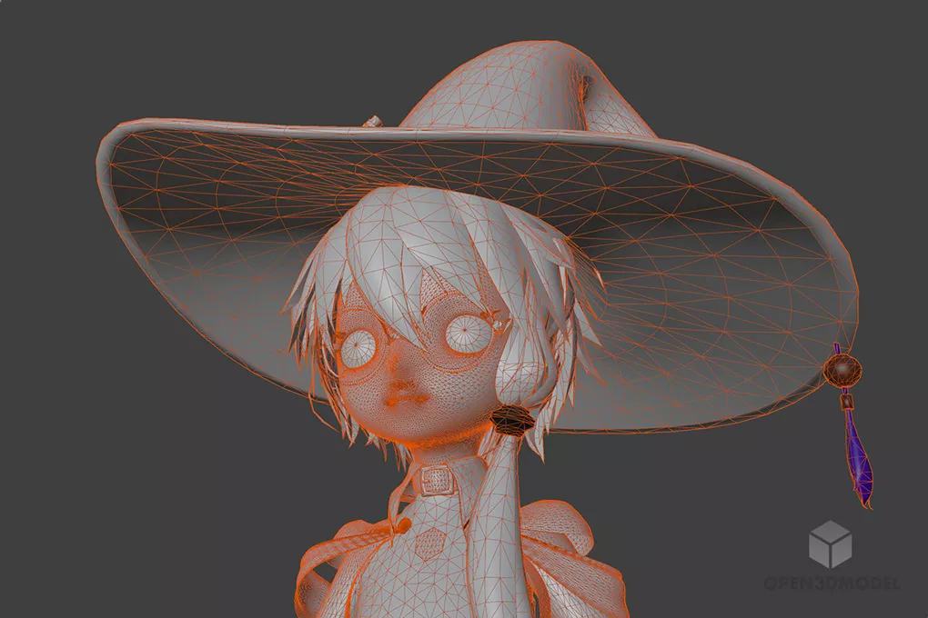 Little Witch Anime Character 3d model 2