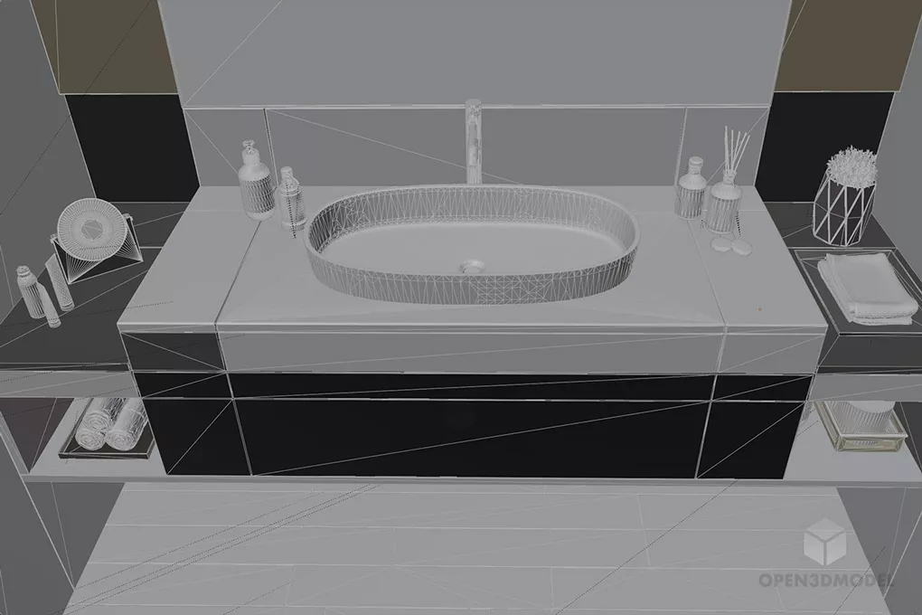 Modern Bathroom Interior With Toilet And Sink 3d model 2