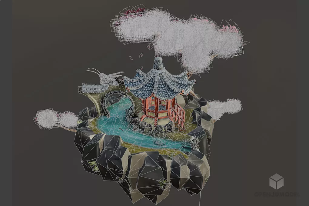 Garden House On Flying Island 3d model 2