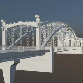 Vintage Bridge Building 3d model