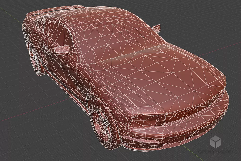Low Poly Sedan Car 3d model 2