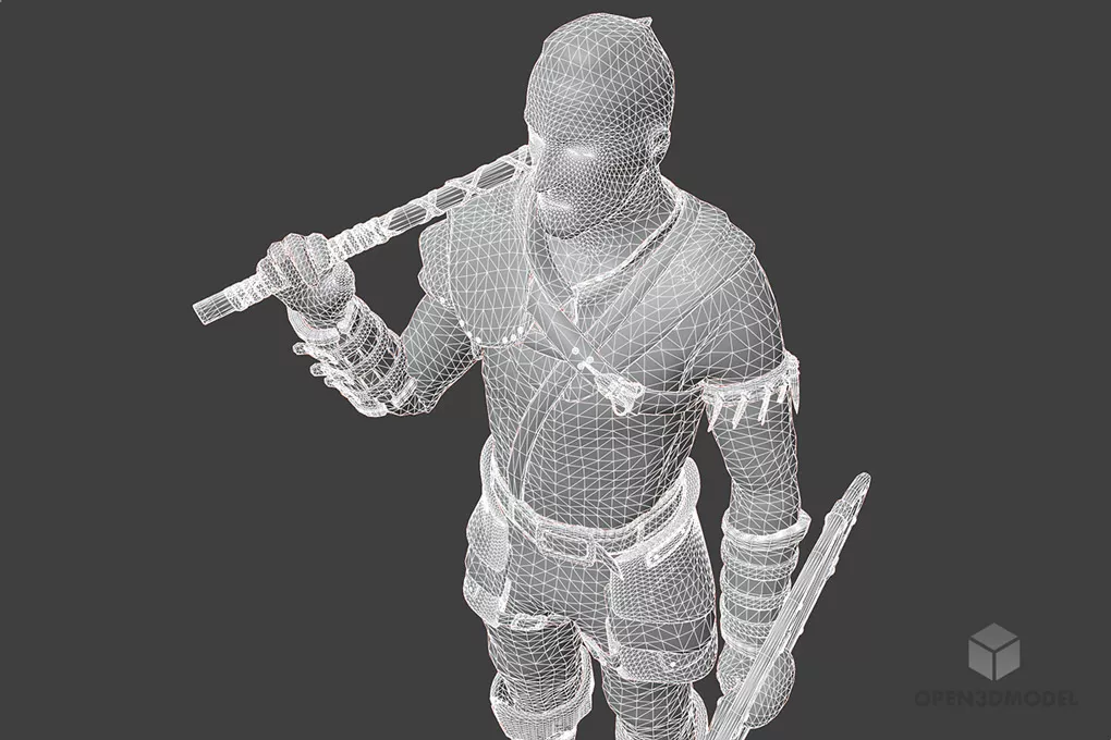 Viking Warrior Character 3d model 2