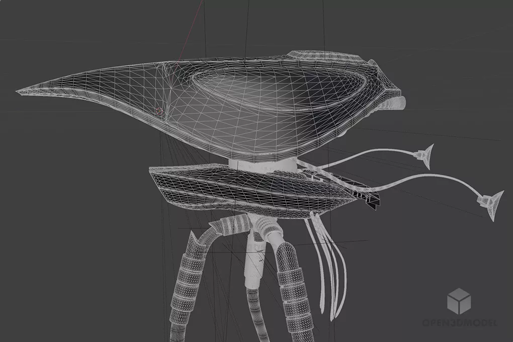 Alien Tripod Spaceship 3d model 2