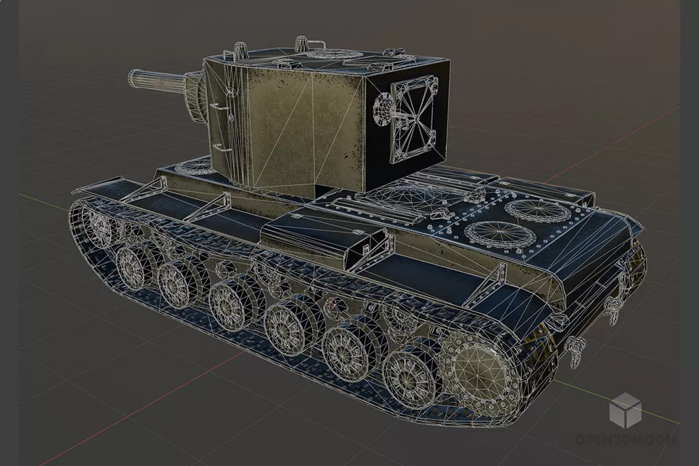 Soviet Kv2 Military Tank 3d model 2
