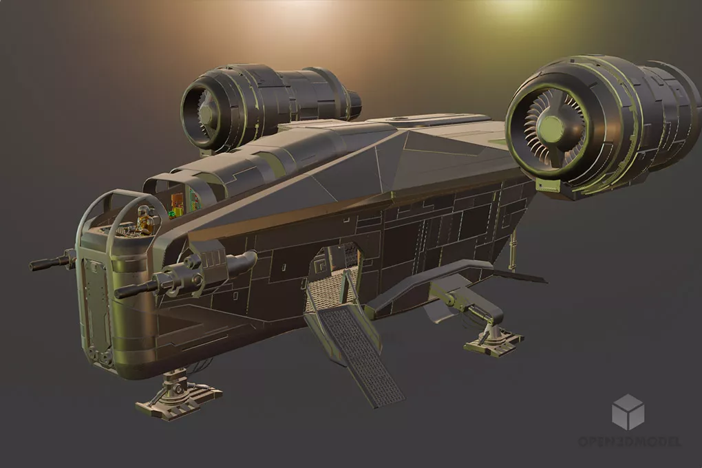 Xwing Spaceship With Space Gun 3d model