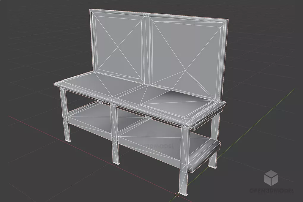 Workbench Wooden Material 3d model 2