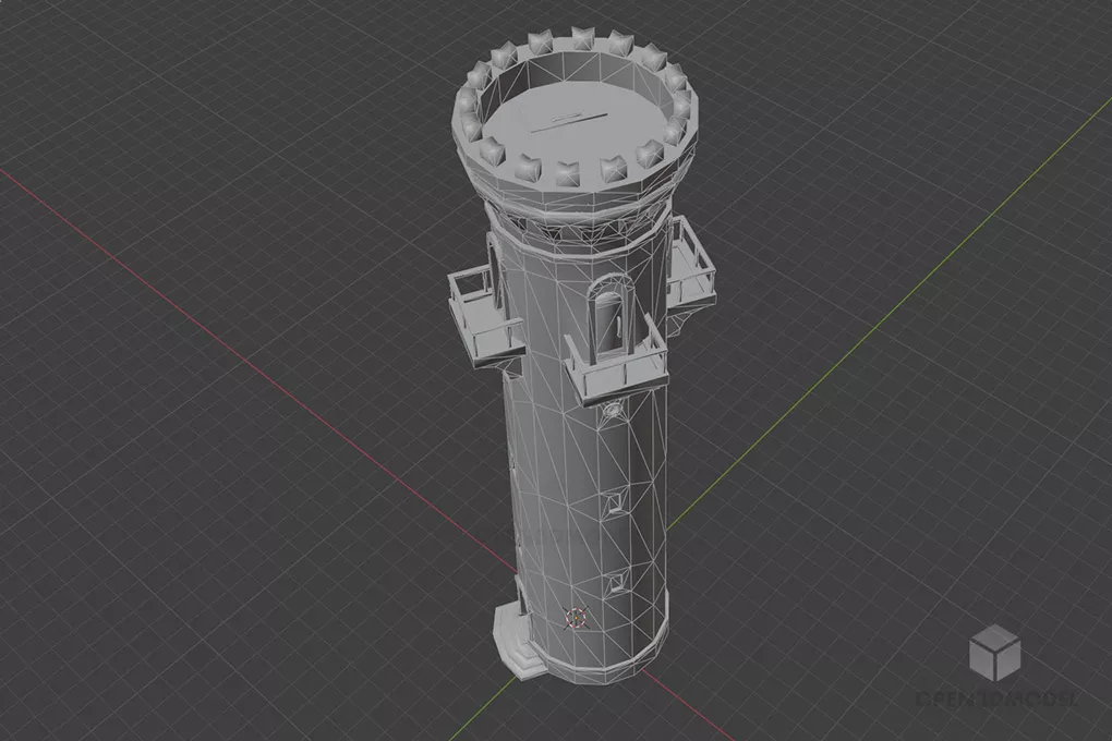 Medieval Stone Watch Tower 3d model 2