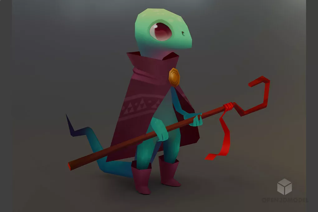 Cartoon Character Reptile Mage Free 3d Model - .Blend, .C4d, .Dae, .Fbx ...