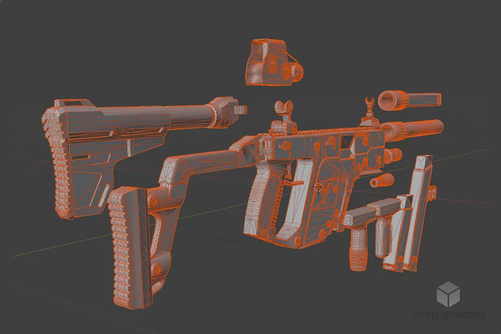 Kriss Vector Gun Parts 3d model 2