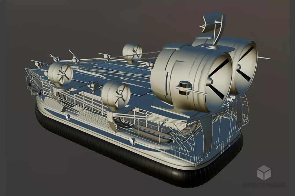 Big Hovercraft Ship Free 3d Model - .C4d, .Fbx, .Obj, .Skp - Open3dModel