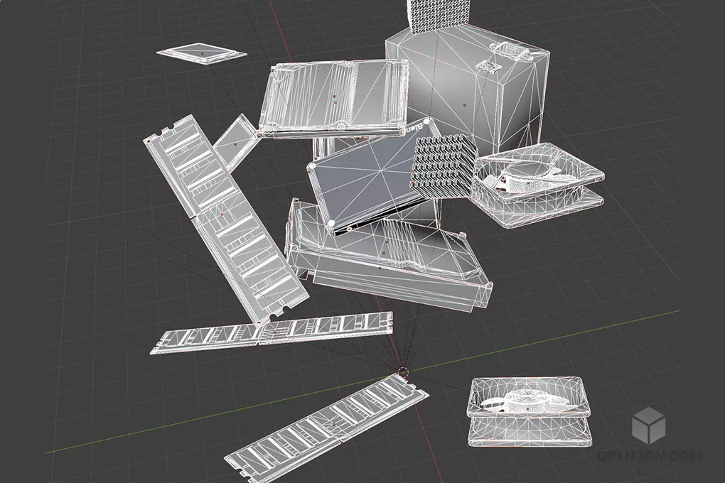Computer Pc Hardware Components 3d model 2